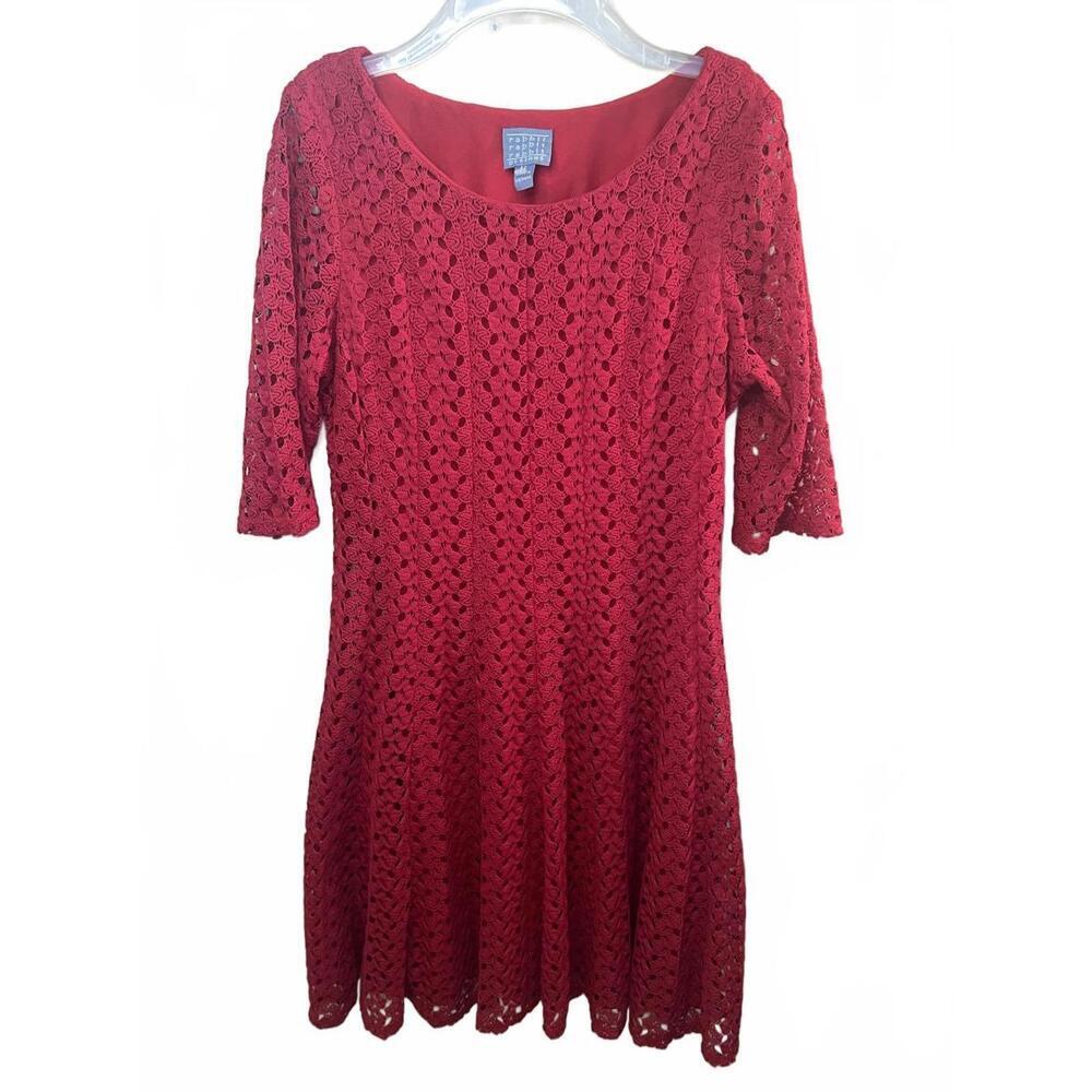 Vintage Y2K Red Crochet Lace Dress Size 12 by Rabbit Rabbit Rabbit DESIGNS